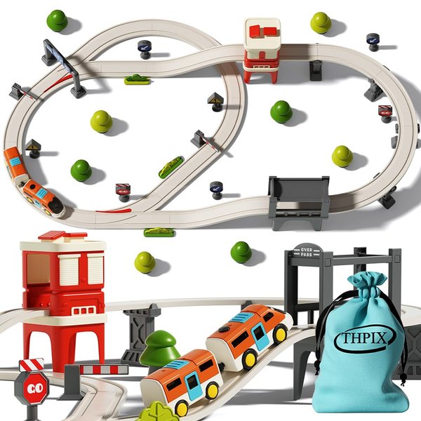 THPIX 36 pcs High-Speed Train Set for Urban Rail Adventure, Magnetic Connection Train for Boys & Girls, Train Track for 3-7 Years Old Toddlers & Kids, Railway Set Christmas Toys for Kids