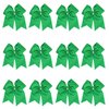 8 Inch Cheerleader Bows Ponytail Holder Solid Color Cheerleading Bows Hair Tie (Green)