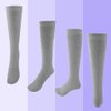 Topbuti 3 Pack School Uniform Cotton Knee High Socks Black White Grey Knee High Socks for Girls and Boys
