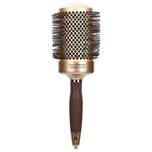 Olivia Garden NanoThermic Ceramic + Ion Round Thermal Hair Brush for Curly, Wavy, All Hair Type, NT-64 (2 3/4"), Gold and Chocolate