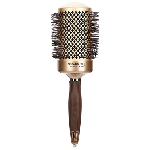 Olivia Garden NanoThermic Ceramic + Ion Round Thermal Hair Brush for Curly, Wavy, All Hair Type, NT-64 (2 3/4"), Gold and Chocolate