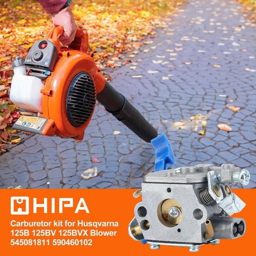 Hipa 125B Carburetor for Husq 125B 125BVX 125BX Jonsered B2126 BV2126 Leaf Blower Replace 545081811 590460102 C1Q-W37 Blower Carburetor Tune Up Kit Parts with 545112101 Filter