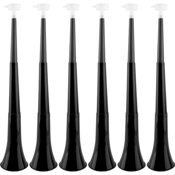 Cagemoga 6 Pieces Collapsible Stadium Horn 24 Inch Plastic Trumpet Horn Stadium Horn Noise Maker for Sporting Events Sports Themed Party Supplies (Black)