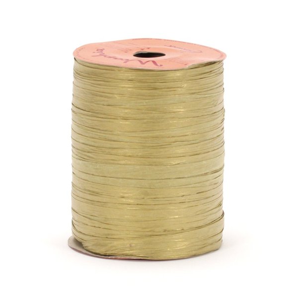 Berwick Offray Matte Holiday Gold Raffia Ribbon, 1/4'' Wide, 100 Yards, 7MM