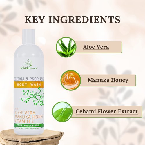 Moisturizing Eczema Body Wash - Gentle Psoriasis Body Wash for Itchy Skin Relief - Eczema Soap for Redness and Flareups - Psoriasis Soap Dry and Flaky Skin - Anti Itch Body Wash for Men and Women