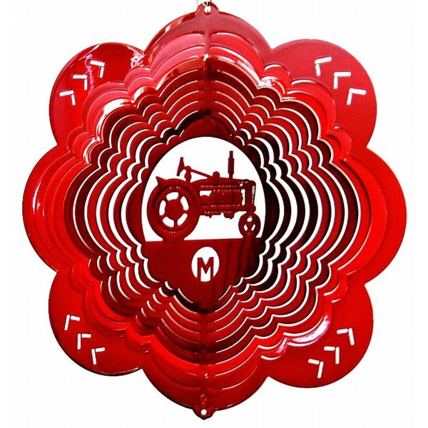 Stainless Steel Red Tractor - 12 Inch Wind Spinner- Red