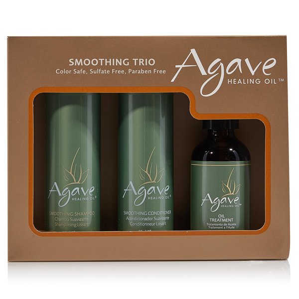 Agave Take-Home Smoothing Haircare Trio, Shampoo & Conditioner, 3 Oz, Oil Treatment, 2 Oz, Nourishing, Hydrating Formulas For All Hair Types