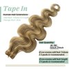 Smavida Tape in Hair Extensions 22" #18 Ash Blonde to #613 Blonde Highlights Balayage Remy Human Hair 60g 20Pcs/Pack Body Wavy Seamless Skin Weft Glue in Extensions…