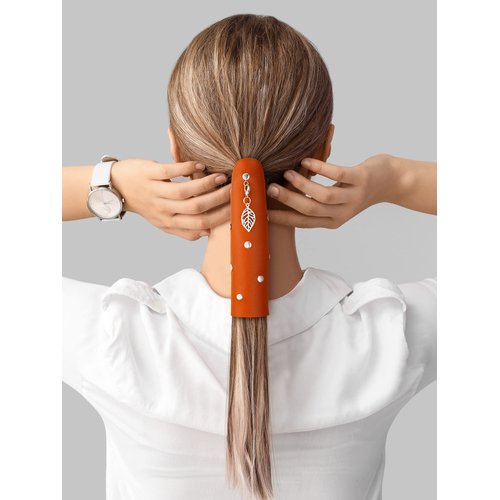 4 Pcs Leather Hair Wrap Motorcycle Ponytail Hair Wrap Pu Hair Wrap Thick Ponytail Holder Braided Hair Tie Motorcycle Hair Accessories for Women (Black, Coffee, Brown, Reddish Brown, 6 Inch)