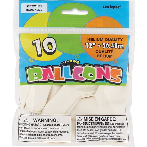 White Latex Balloons, 12" (10-Pack) - Premium-Quality & Vibrant Party Decorations, Perfect for Any Celebration