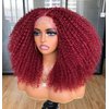 ANNISOUL Red Curly Lace front Wigs for Black Women,Lace front Wig Synthetic Hair Pre Plucked Deep Curly Wave 13x4x1 HD Short Glueless Curly Afro Wig 17Inch
