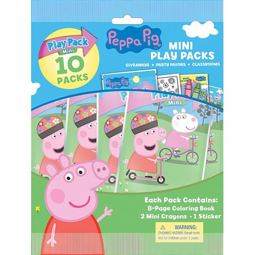 Bendon Peppa Pig Mini Play Packs, Each with Mini Coloring Book, 2 Mini Crayons, and a Sticker, 10-Pack