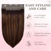 Halo Hair Extensions Real Human Hair 16 Inch #2/6/2 Balayage Dark Brown to Chestnut Brown 95G Invisble Wire Hair Extensions with Transparent Fish Line Clip in Hair Extensions