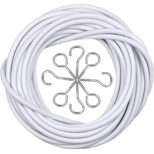 Kissral Curtain Wire and Hooks Set, 5M Net Curtain Wire with 10pcs Eye Bolts and 10pcs Screw-in Hooks for Net Curtain Rod