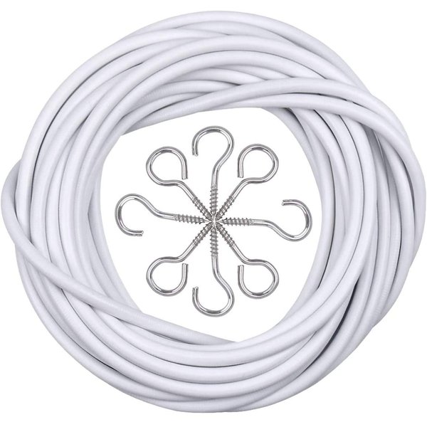 Kissral Curtain Wire and Hooks Set, 5M Net Curtain Wire with 10pcs Eye Bolts and 10pcs Screw-in Hooks for Net Curtain Rod