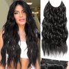 SilkStrands Invisible Wire Hair Extensions 20 Inch Secret Halo Hair Extensions with Adjustable 4 Clips Soft Transparent Lace Black Halo Hair Extensions Natural Long Wavy Hair Extensions for Women