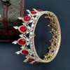 QIDIAN Bride Water Droplets Full Crown Pageant Crowns Princess Tiara Retro Round Crown Bride Hair Accessories (Red)