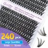 Qeelasee Lash Clusters Wispy 40D DIY Eyelash Extensions D Curl Individual Eye Lashes Natural Effect Volume 240pcs Mix9-16mm Easy For Beginner At Home