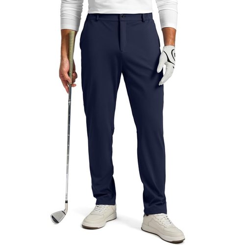 Soothfeel Men's Golf Pants with 5 Pockets Slim Fit Stretch Sweatpants Casual Travel Dress Work Pants for Men (Navy, L)