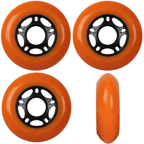 Player's Choice Outdoor Inline Skate Wheels 89a 4-Pack - Choose Size, Color, and Bearings (Orange, 76mm 4-pk (No Bearings))