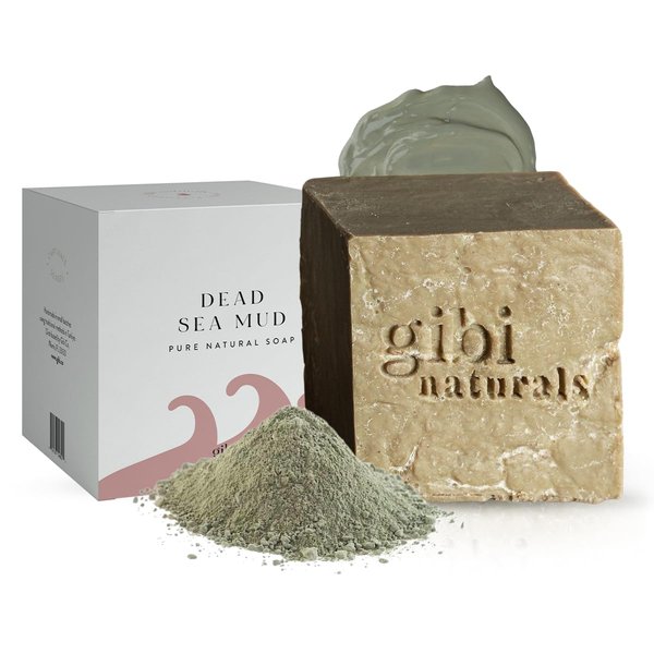 GIBI Dead Sea Mud Soap - 7.06 Oz Moisturizing Dead Sea Salt Soap - Cleanses, Exfoliates & Detoxifies Skin - Pure Natural Dead Sea Soap for All Skin Types