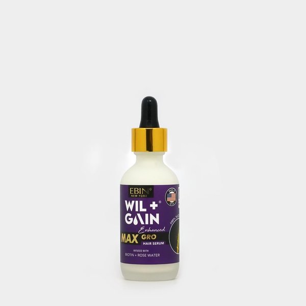 EBIN NEW YORK Enhanced Hair Serum | Biotin + Rose Water| Hair Serum for Growth, Thicker and Fuller Looking Hair | 100% Natural OIl Wil+Gain Max Gro Hair Serum 2oz/ 60ml (Serum Enhanced)