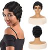 Short Pixie Cut Wigs For Black Women Mommy Wig Brazilian Human Hair Wigs Finger Ocean Wave Wig Remy Human Hair Wig For Party (Nature Black Pixie Cut Wigs S16)