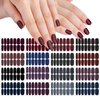 SILPECWEE 16 Sheets Dark Nail Wraps Solid Color Nail Polish Stickers for Women Self Adhesive Nail Polish Strips Gel Nail Strips Fingernail Sticker Nails for Women with 1pc Nail File