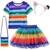 ADREIT Rainbow Tutu Dress for Girls, Birthday Girl Outfit Cosplay Costumes with Headband and Bag Christmas Birthday Party