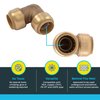 SharkBite 3/4 Inch 90 Degree Elbow, Pack of 4, Push to Connect Brass Plumbing Fitting, PEX Pipe, Copper, CPVC, PE-RT, HDPE, U256LFA4