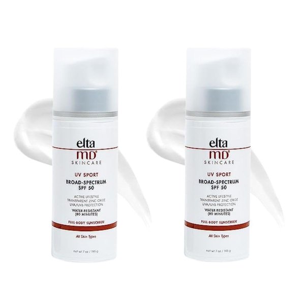 EltaMD UV Sport Body Sunscreen, SPF 50 Sport Sunscreen Lotion, Sweat Resistant and Water Resistant up to 80 Minutes, Formulated with Zinc Oxide Great for Outdoor Physical Activities, (2 Pack)