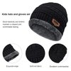 3 Pcs Boys Girls Winter Beanie Hat Scarf Gloves Set Thick Knitted Warm Toddler Winter Hat Mittens Neck Warmer for Kids, Black