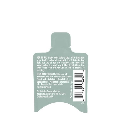 Banyan Botanicals Organic Daily Swish Mint Travel Packets - 12 ct - Ayurvedic Oil Pulling Mouthwash Oil for Oral Health - Coconut Oil Blend for Teeth and Gums