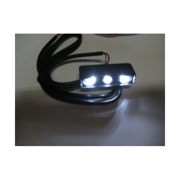 LED Light Pod, 3 LEDs - 12vDC LED Motorcycle Light (1-Pack) White/BLK Matte