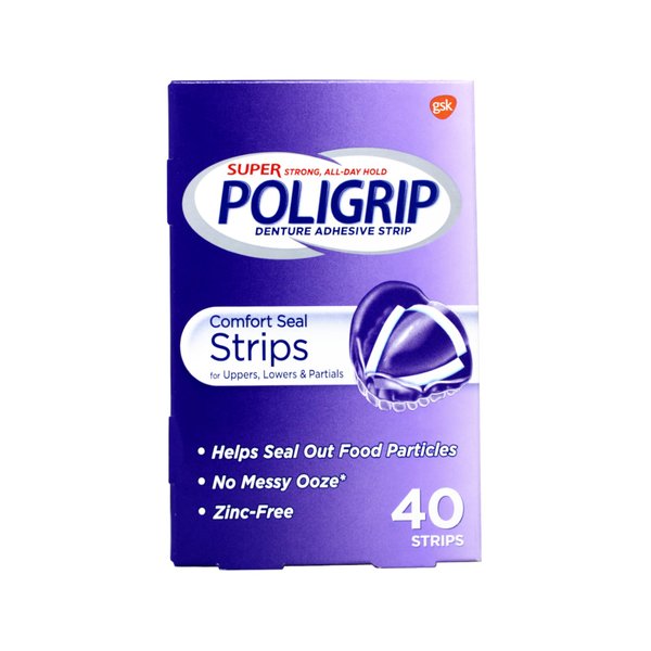 Poligrip Comfort Seal Strips Denture Adhesive, 40 Strips