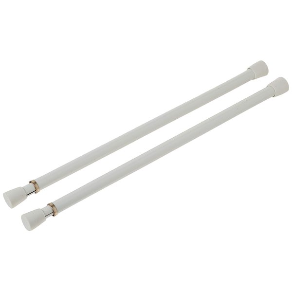 Blu-Pier Tech Small Spring Tension Window Curtain Rods, 12 to 20-Inch Adjustable Spring Tension Rod - White, 2 Rods per Pack