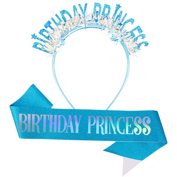 CUBACO Birthday Headband Birthday Sash for Women Birthday Girl Crown,Birthday Girl Headband Birthday Princess Headband Hair Glitter For Kids,Suitable for Party Favors Decorations