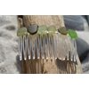 Different Shades of Green Sea Glass Hair Comb