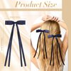VOBOBE 2PCS Hair Bows for Women Girls, Tassel Glitter Ribbon Bowknot Hair Clips Barrettes for Girl with Small Long Tail Solid Satin Hair Accessories (Navy)