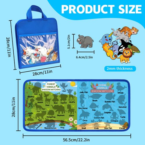 Grekos Felt Board Story Set, Shadow Matching for 33 Cards,Montessori Animals Match,Animal Match Game,Reusable Forest and Ocean Animal Shadow Matching Felt for 3+ Year Old Toddler