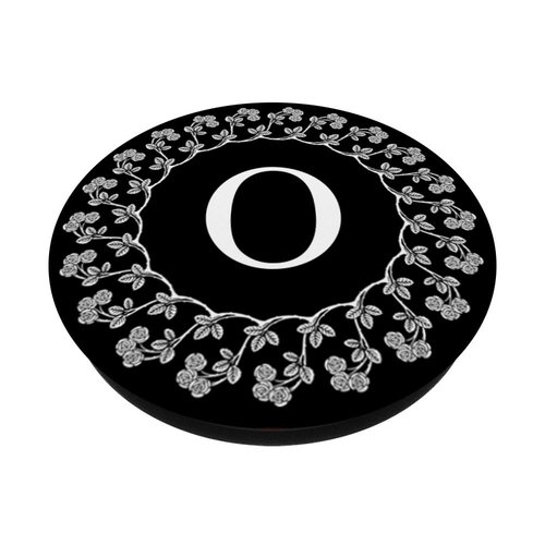 Fun Cell Phone Pop Up Holder,Cute White Floral Rose Letter O PopSockets Grip and Stand for Phones and Tablets