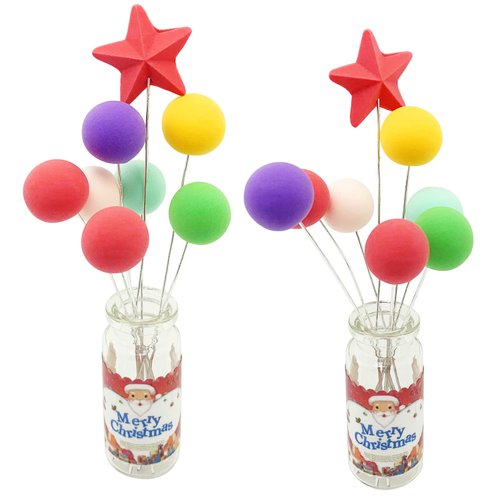 PrettyLife 2 Sets Miniature Dollhouse Colorful Balloon Star with Bottle Garden Bonsai Micro Landscape Christmas Decoration for Mini Fairy Garden Home Party Decoration (Assorted Color)