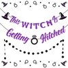 This Witch Is Getting Hitched Banner, Halloween Bachelorette Hen Party Supplies with Circle Dots Garland for Haunted Houses Home Decors