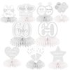 9Pcs Happy 60th Diamond Wedding Anniversary Honeycomb Centerpieces Decorations Silver 60 Anniversary Tale Party Supplies Romantic Cheer to 60 Years Old Sixty Anniversary Table Toppers