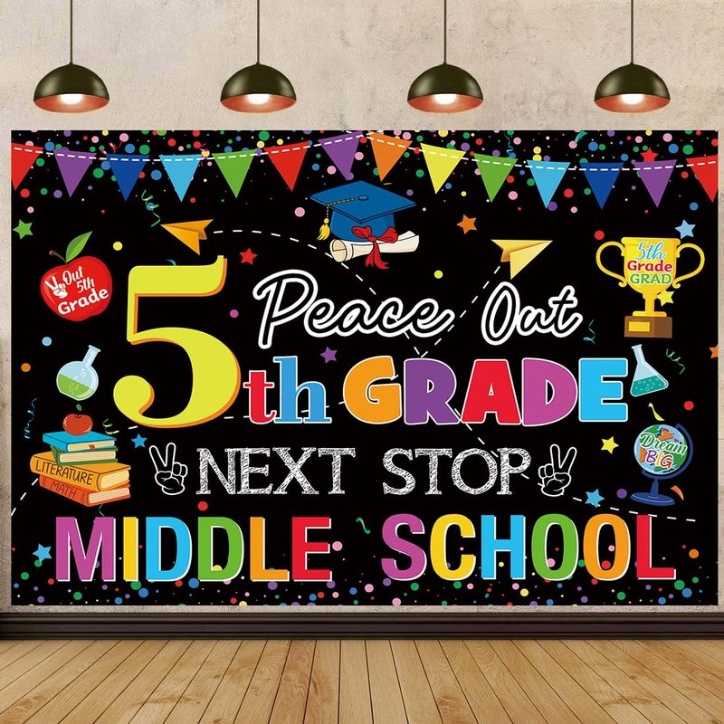 5TH Grade Graduate Backdrop Peace Out 5TH Grade Next Stop Middle School ...
