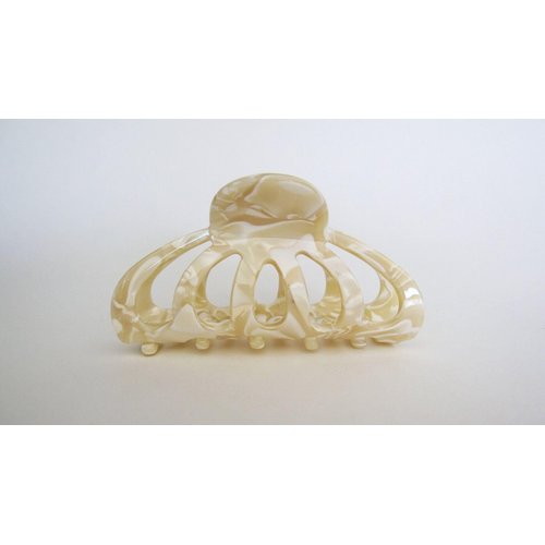 Generic Medium size vanilla blonde pearl white marbled hair claw clip