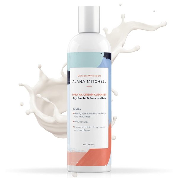 Alana Mitchell OC Cream Cleaner – All Natural Face Wash - Daily Face Cleaner w/Coconut Oil & Aloe - Gentle Face Wash for Acne, Oil Control – Facial Cleaner for All Skin Types (8 oz)