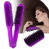 Double Sided Brush, Clamp Hair Brushes Straightener Anti-Static Styling Comb Hairdressing Tool V-Shape Hair Splint Combs Women Men Brushes for Home Barber Shop(Purple)