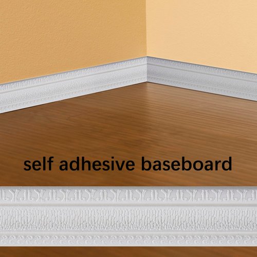 Yutianli Crown Molding Peel and Stick Wallpaper Border Flexible Wall Base Moulding Trim Self Adhesive Vinyl baseboard White Foam wall molding 3D Mirror Border (2PCS-178, White)