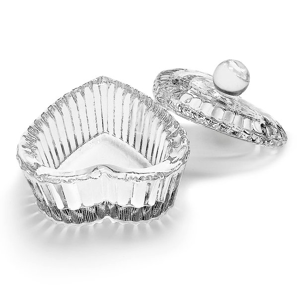 Sweet Heart Crystal Clear Acrylic Liquid Powder Glass Dappen Dish Glass Cup w Cap Lid Bowl for Acrylic Nail Art Transparent Kit, HJ-NAPB018(Clear)